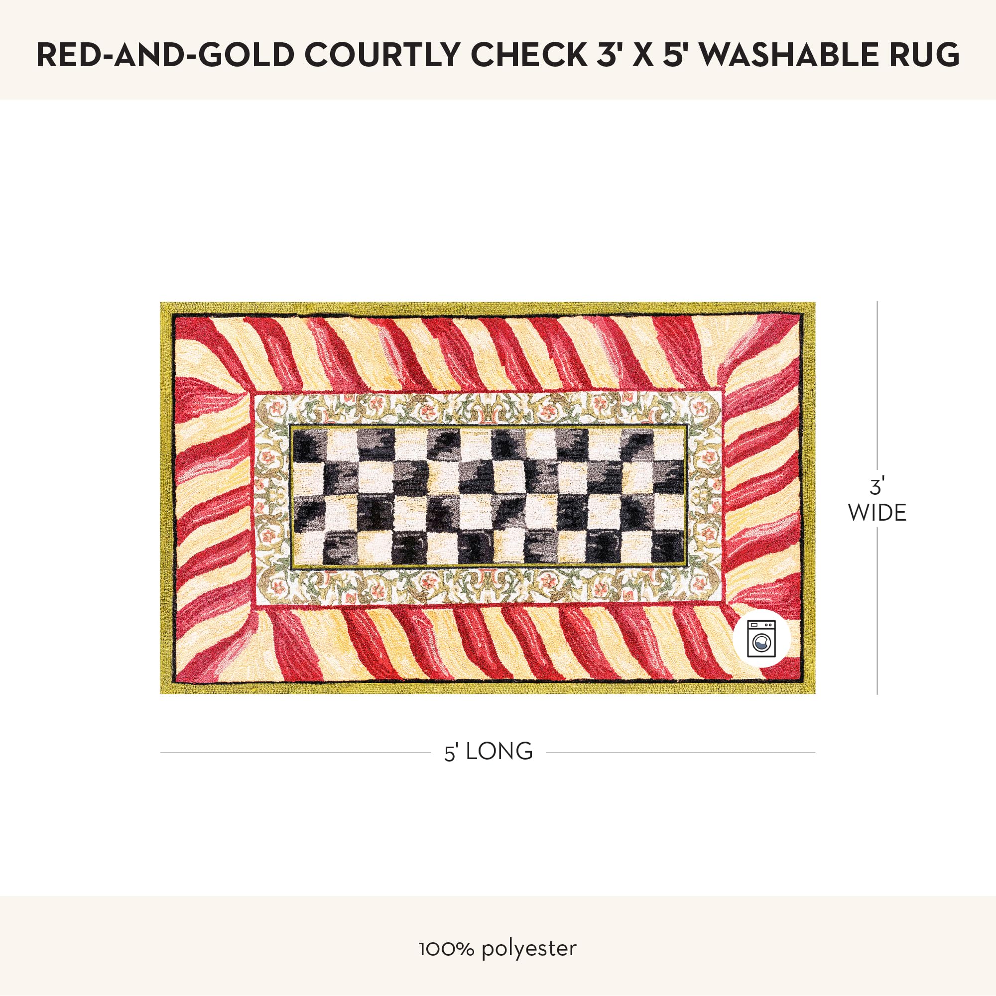 Amazon.com: MACKENZIE-CHILDS Washable Rug, Decorative Indoor Rug