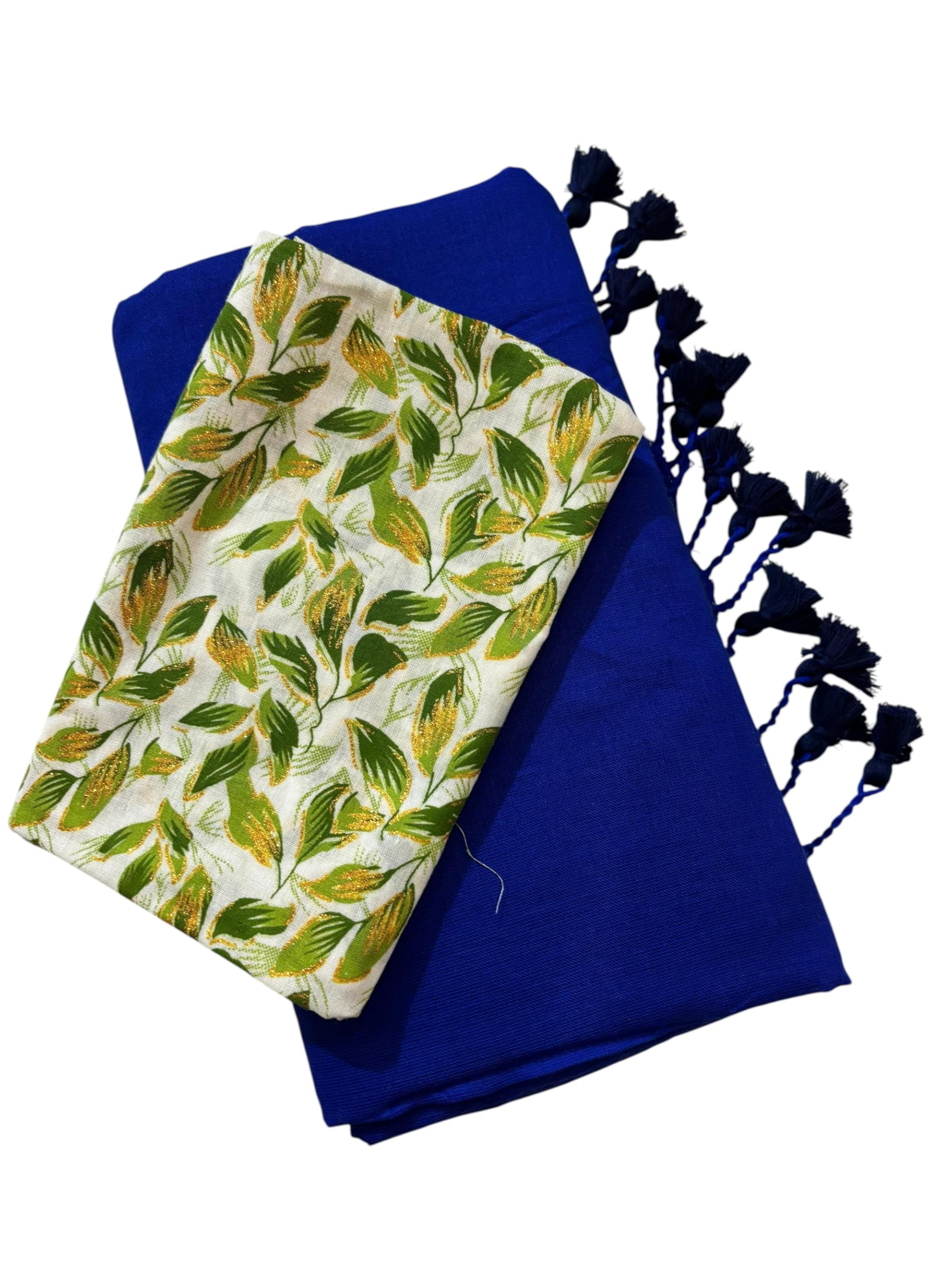 Smriti's Solid Pure Cotton Handloom saree with Running Kalamkari Print Blouse-picture-12