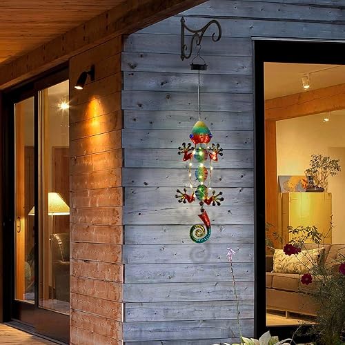 Miniatura 4 de Gecko Solar Outdoor Lights Hanging Lanterns Metal Decorative Lights for Backyard Porch Patio Yard Balcony Teepee Lawn Pathway…… Gecko,Fish
