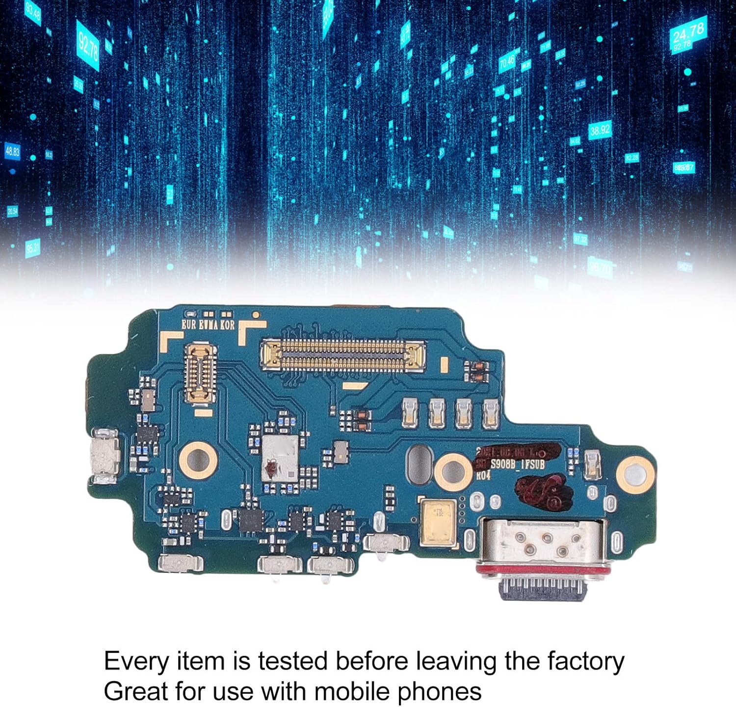 USB Charging Port Cable, Strict Test USB Charging Port Replacement PCB for Maintenance (S908B EU Version)