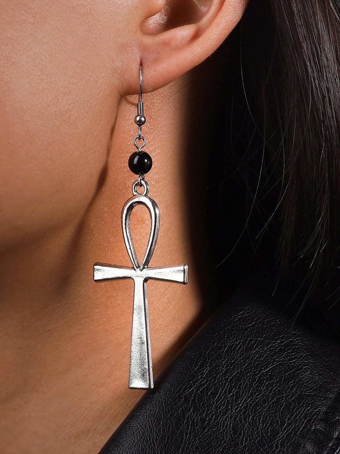 Sacina Gothic Ankh Earrings, Cross Dangle Earrings, Goth Earrings, Halloween Christmas New Year Jewelry Gift for Women, Men - Image 3