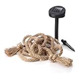 Solar Powered 60 LED Bulbs Decorative Garden Outdoor Natural Hemp Rope Fairy Light, Ideal for Pergolas, Gazebos, Poles and Trees