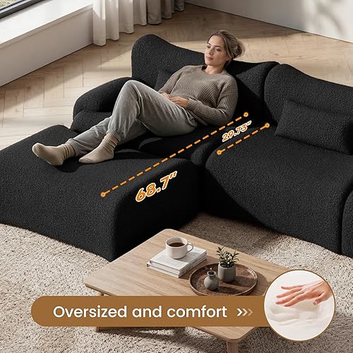 Miniatura 4 de Sofá modular modular de 126 pulgadas en forma de L para sala de estar, sofá modular de gran tamaño con asientos profundos, sofás modernos con