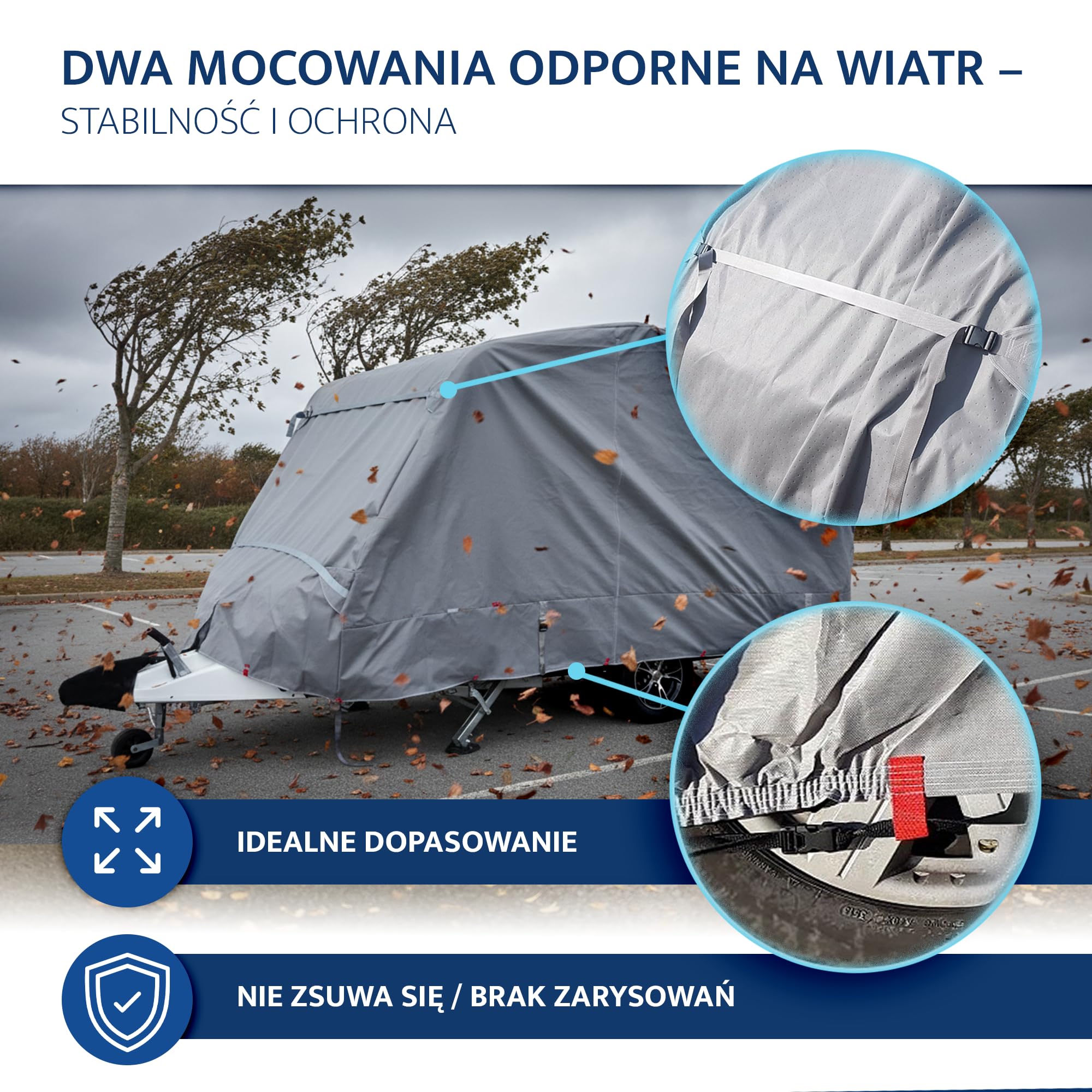Pokrowiec na przyczepę kempingową - odpowiednia dla Niewiadów N126NT / NTL 5-warstwowa Plandeka okryciowa oddychająca i odporna na warunki atmosferyczne - Wytrzymały pokrowiec ochronny