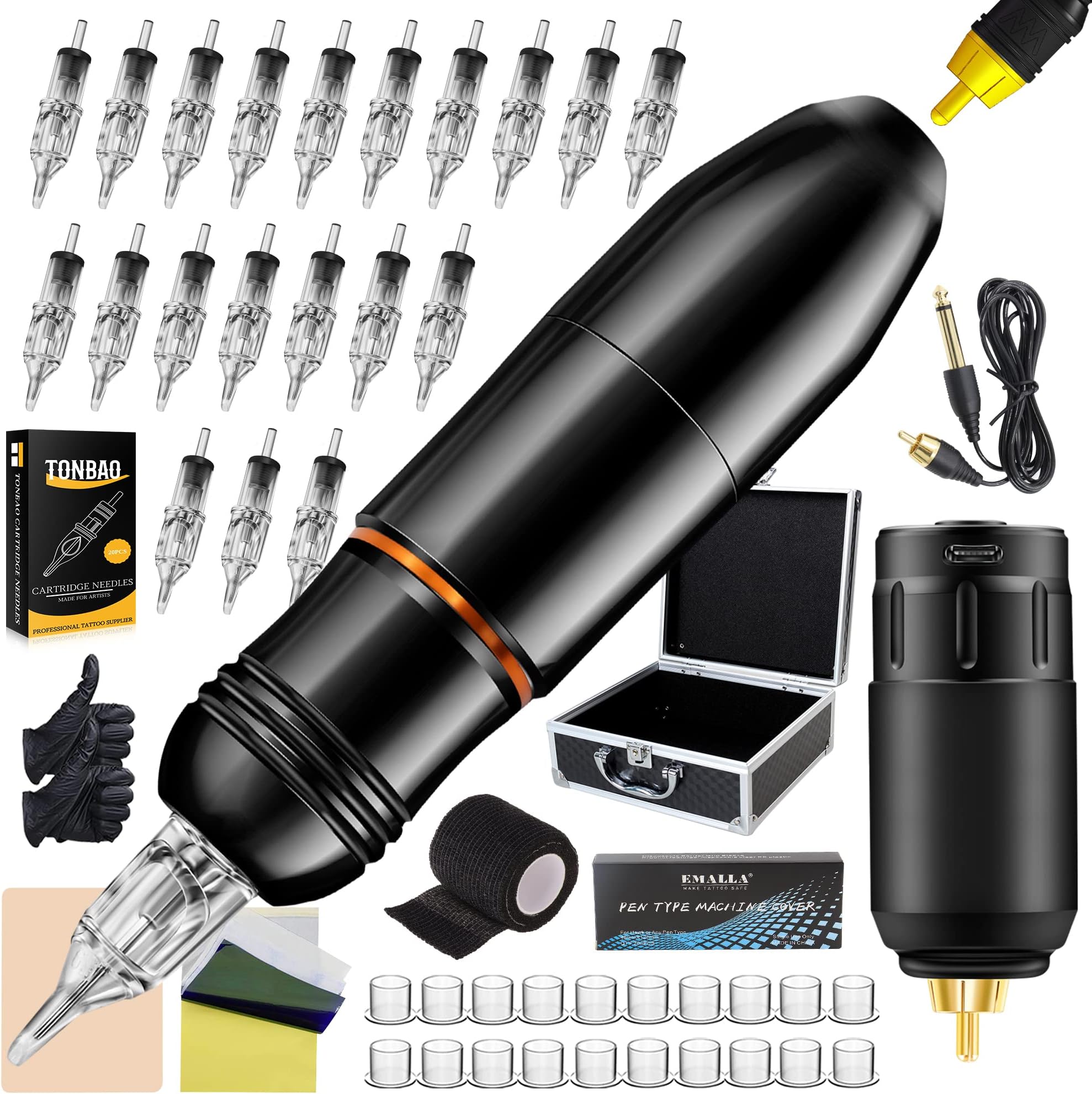 TONBAO Wireless Machine Pen with 1Pack Wireless Power Supply 20pcs Cartridges