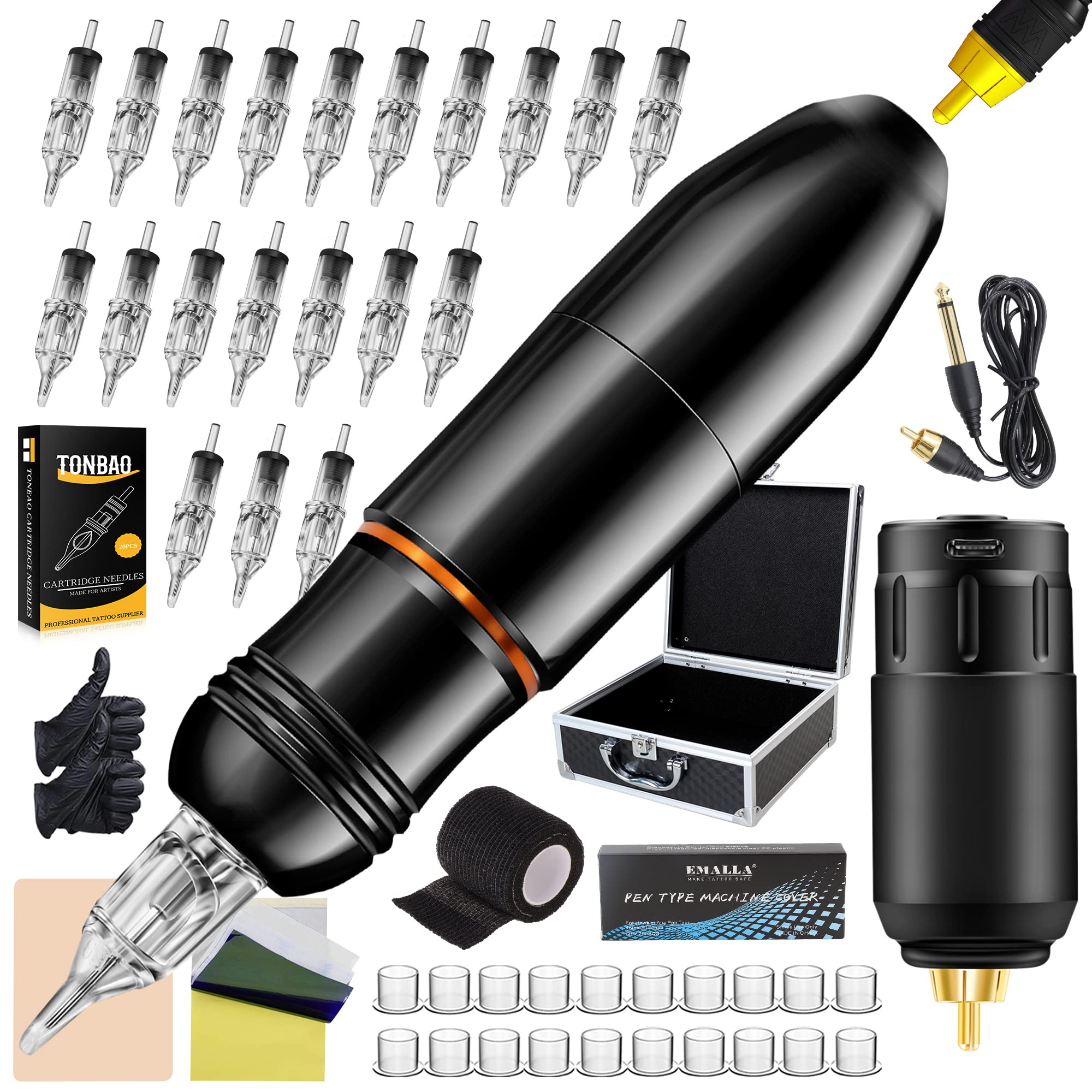 TONBAO Wireless Machine Pen with 1Pack Wireless Power Supply 20pcs Cartridges