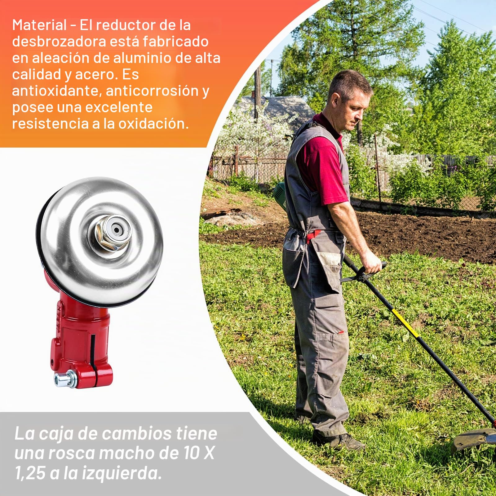 Viabrico reenvío angular desbrozadora 26mm-9 dientes, cabezal de engranaje universal para desbrozadora plateado