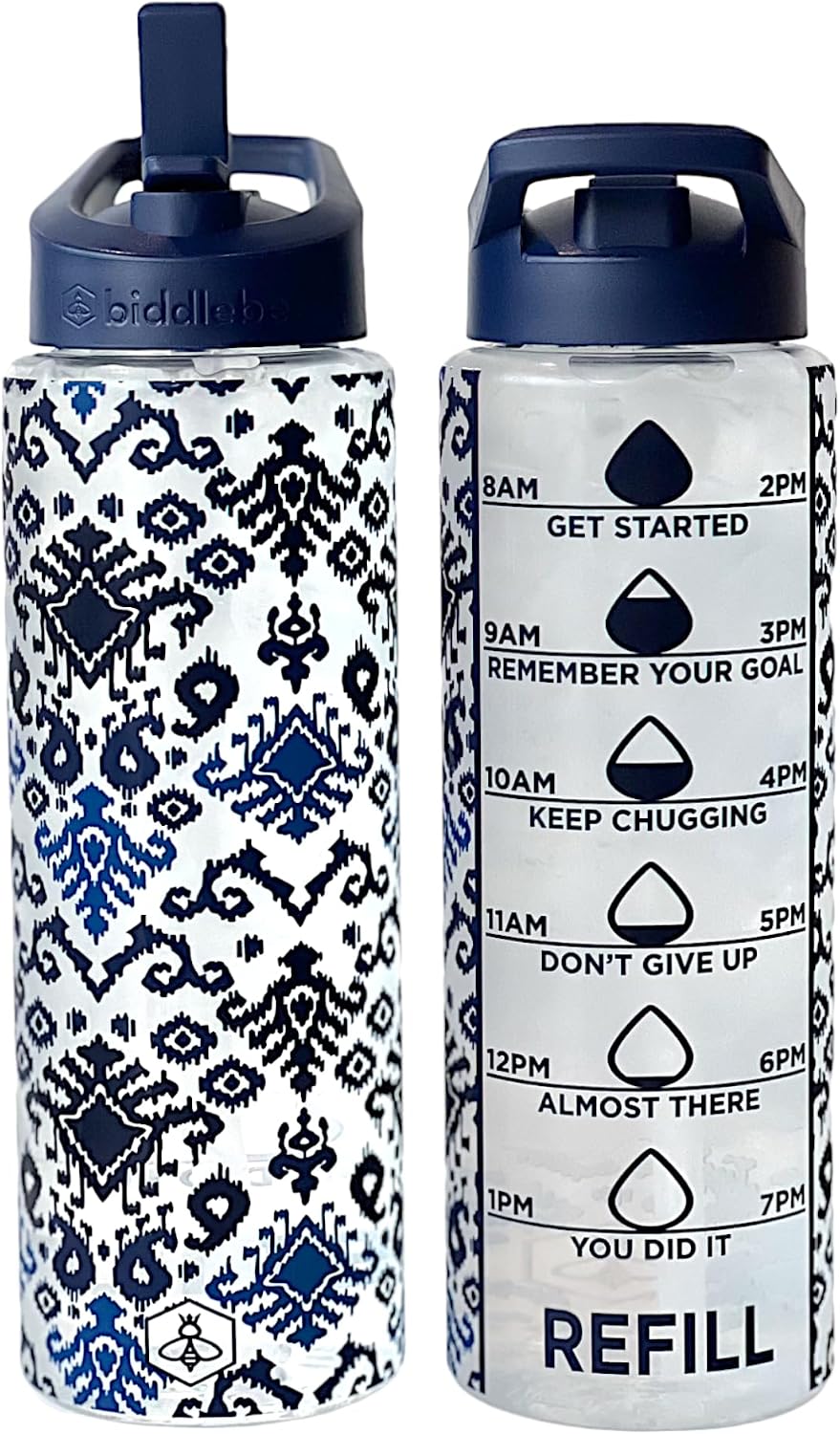Amazon Com Biddlebee 32Oz Hydration Tracker Water Bottles With Times Photo Inspiration