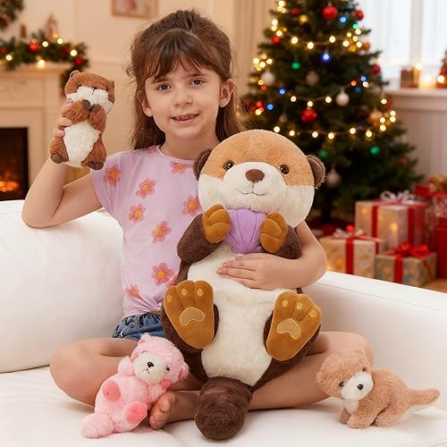 Vista 135 de MorisMos - Animales de peluche de lagarto, mamá camaleón gigante de 27 pulgadas con 4 lagartos bebés, juguetes para niños y niñas, mamá iguana