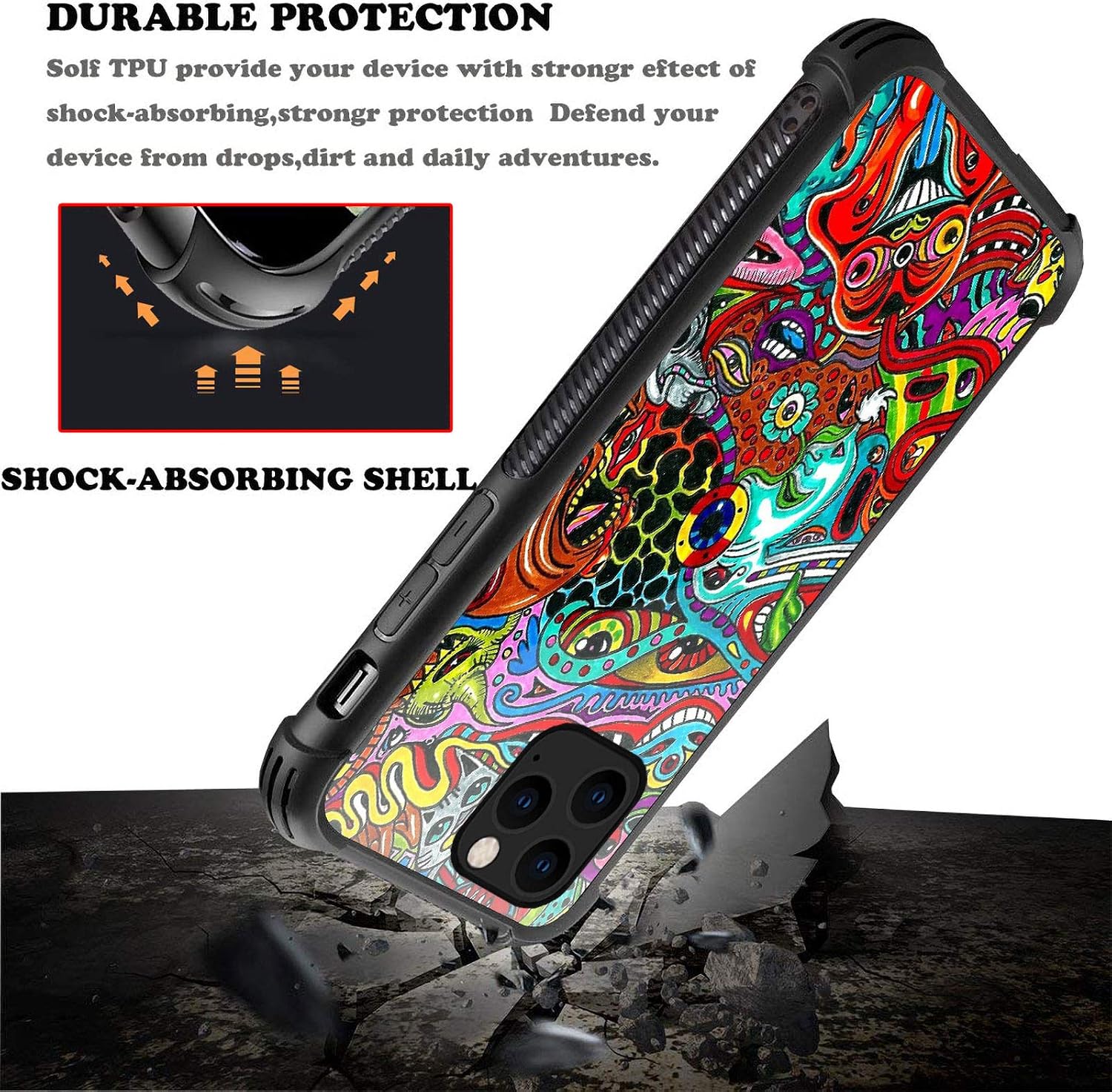 CARLOCA Compatible with iPhone 12 Pro Max Case,Colorful Trippy Cartoon iPhone 12 Pro Max Cases,Graphic Design Shockproof Anti-Scratch Case for Apple iPhone 12 Pro Max