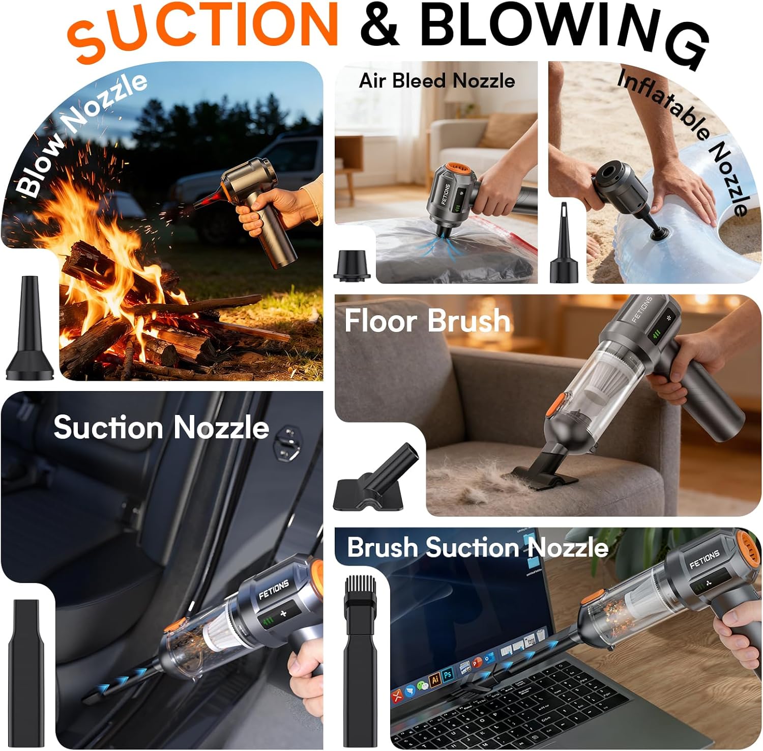 Handheld Car Vacuum Cordless,3 Suction Modes,Portable Mini Cordless Cleaner with 19000pa Suction Power,Type-C Charge,Handheld Vacuum for Car,Home,Office