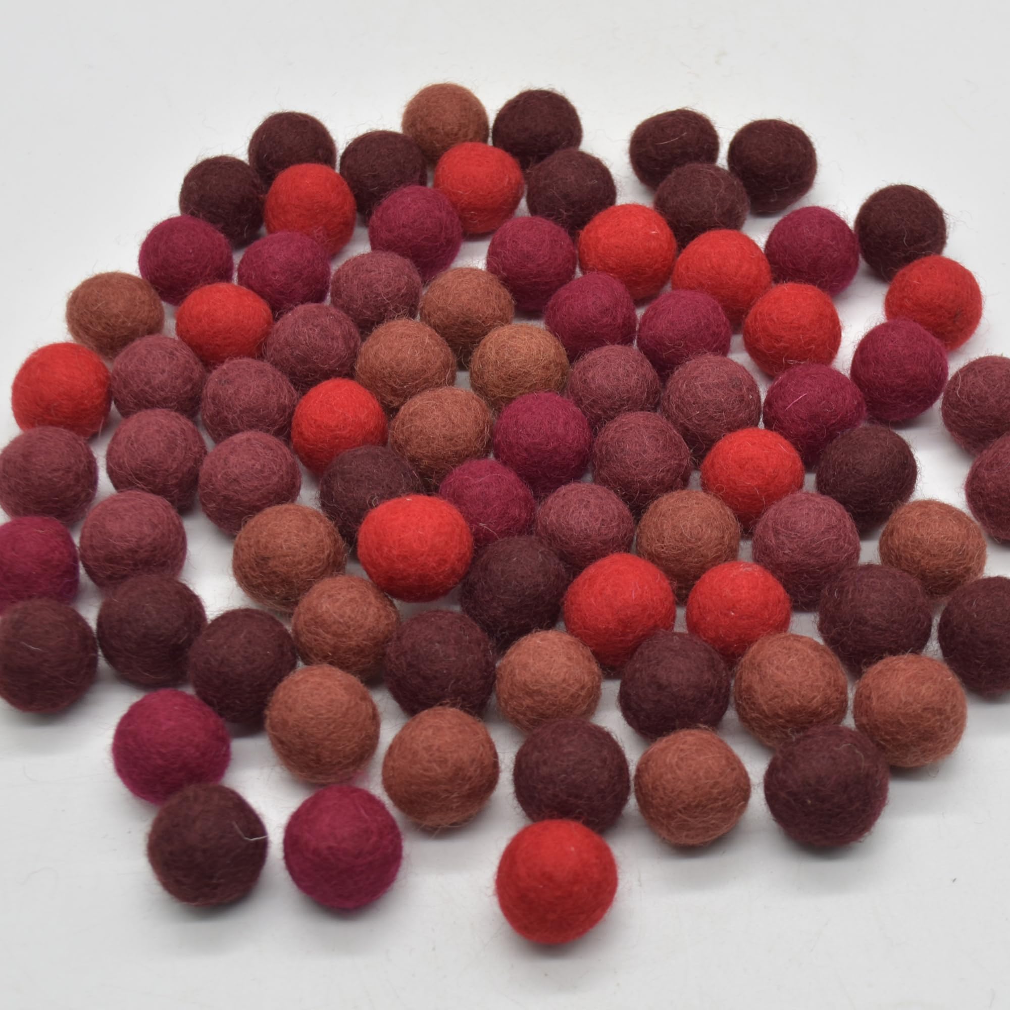 Oriental Direct Red Colours 100% Wool Felt Balls 2Cm - 100 Count