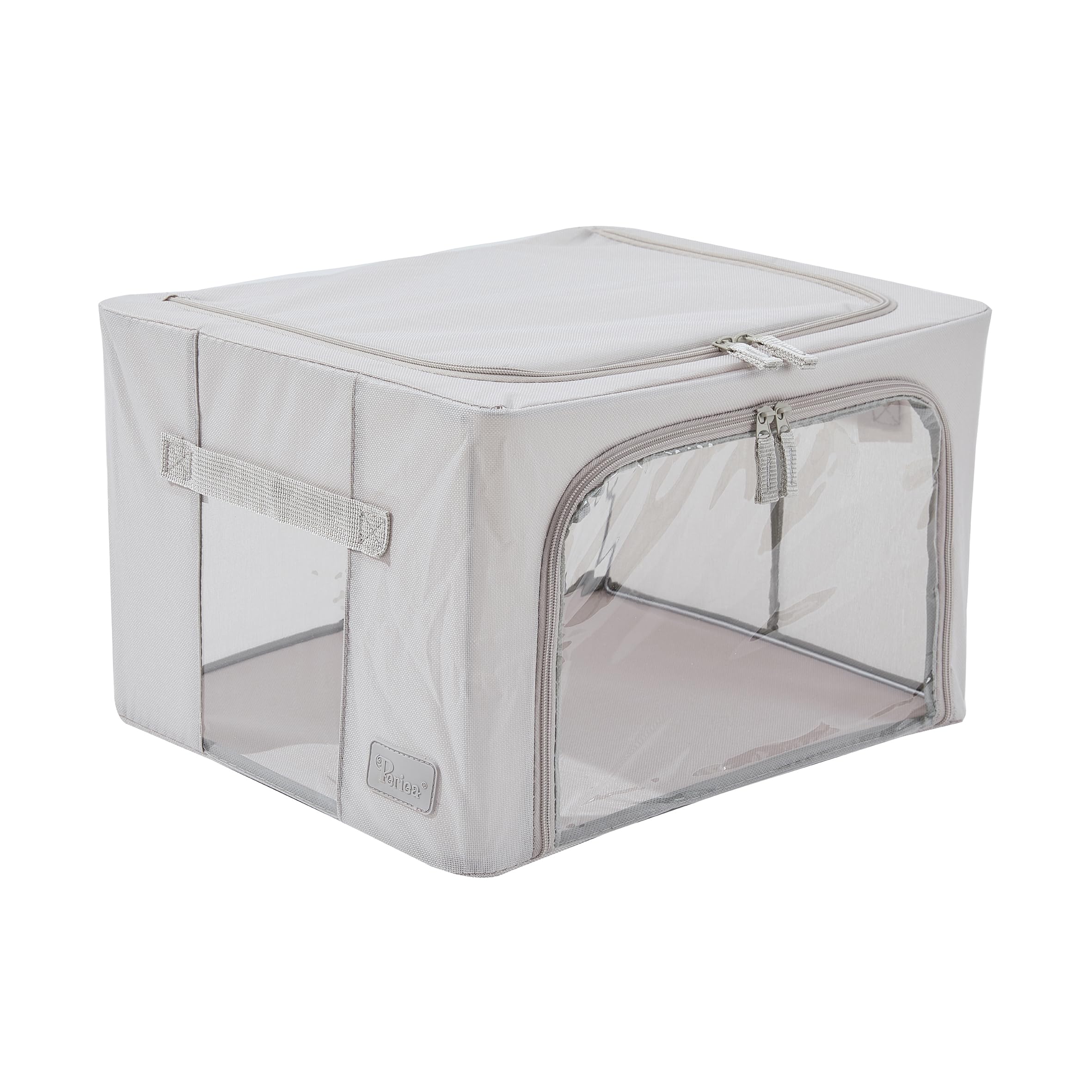 Periea ‘Beau’ Folding Collapsible Stackable Fabric Home Storage Boxes with Steel Frames (Black Grey Floral, Large) — view 20