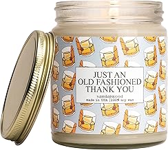 Moonlight Makers Funny Thank You Candle, “Just An Old Fashioned Thank You”, Thank You Gift for Men & Women, Cool Hostess Gift Idea, Sandalwood Soy Candle, 40+ Hour Burn Time, 9oz Clear Glass Jar