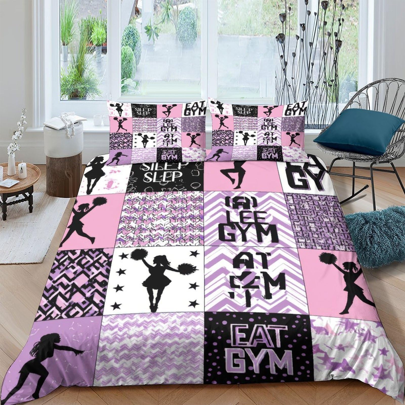 Housse de couette patchwork fitness 3D douce et respirable en microfibre 140x200