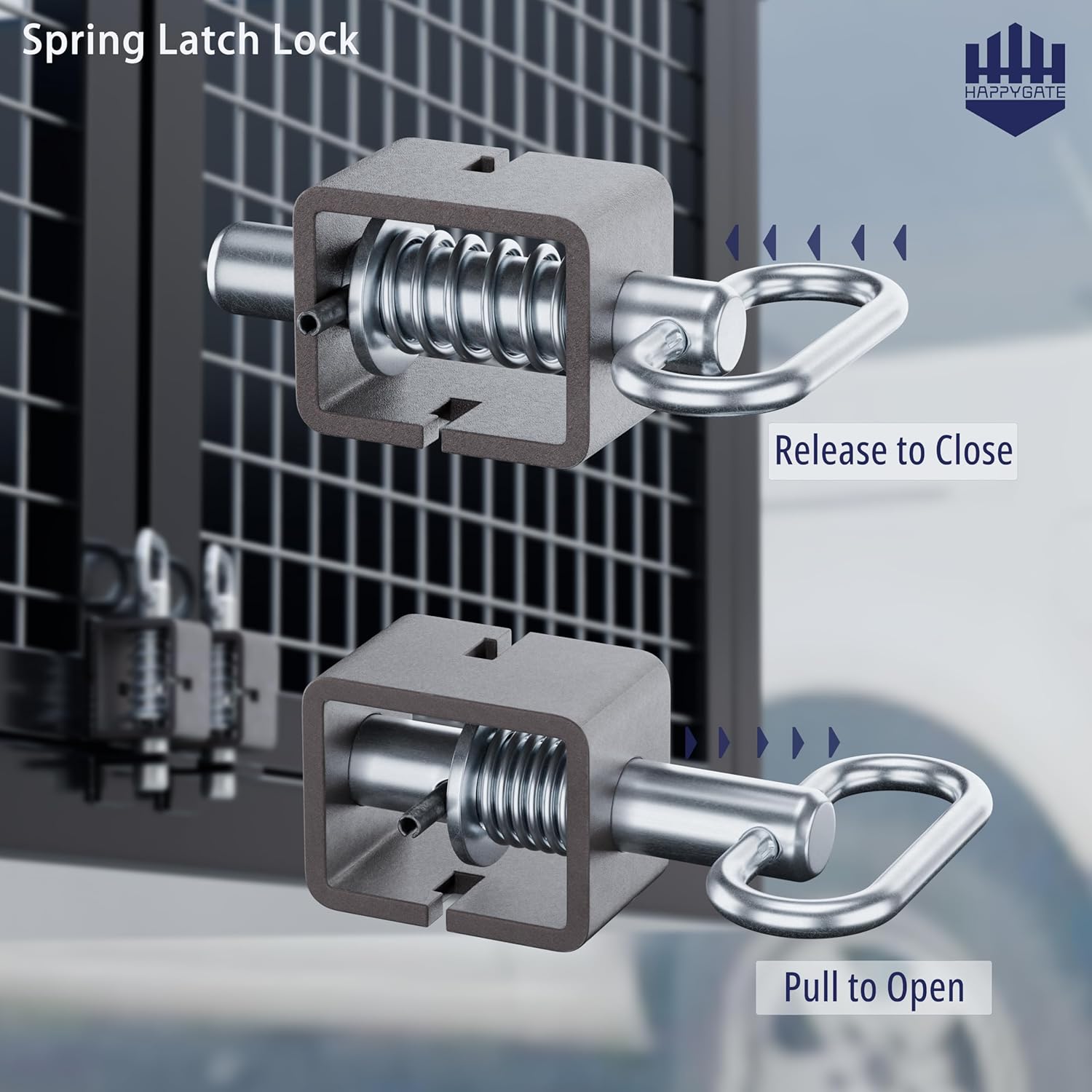 3-1/2'' Heavy Duty Trailer Gate Latch, Universal Spring Latch Assembly, Weld-On Spring Loaded Latch, Trailer Latch Spring Latch Lock with Plain Tube for Tracks, Ramp Doors, Pack of 2