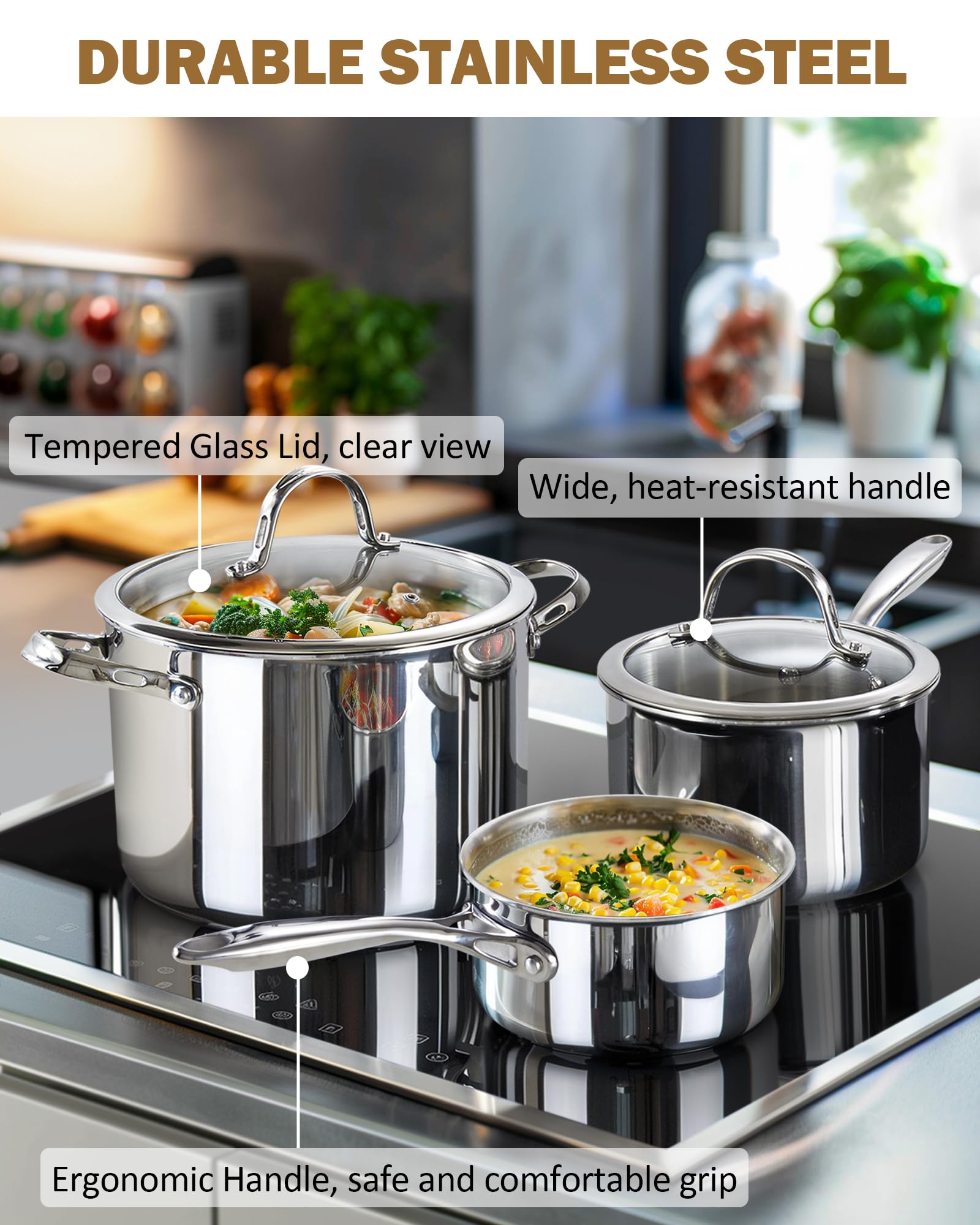 Cooks Standard Stainless Steel Saucepan Set -4 Cooks Standard Stainless Steel Saucepan Set -4