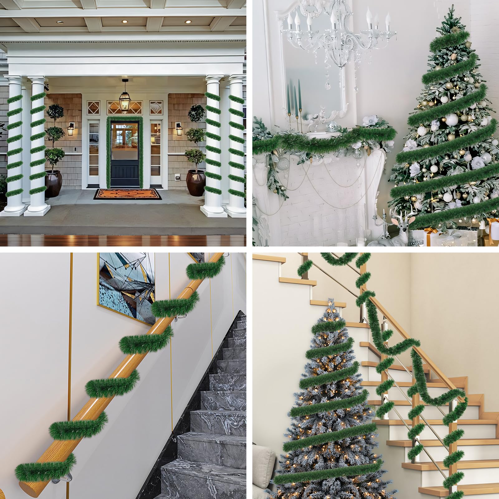 Guirlande de Noël Lametta Vert 4X 3M - Décoration de Sapin 9 cm - Or Guirlande de Noël Lametta Vert 4X 3M - Décoration de Sapin 9 cm - Or
