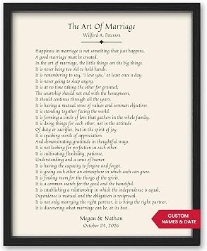Personalized Art of Marriage Poem Wall Art Custom Anniversary or Wedding Gift for Couple Romantic Love Poem Print for Husband or Wife Canvas and Framed Options