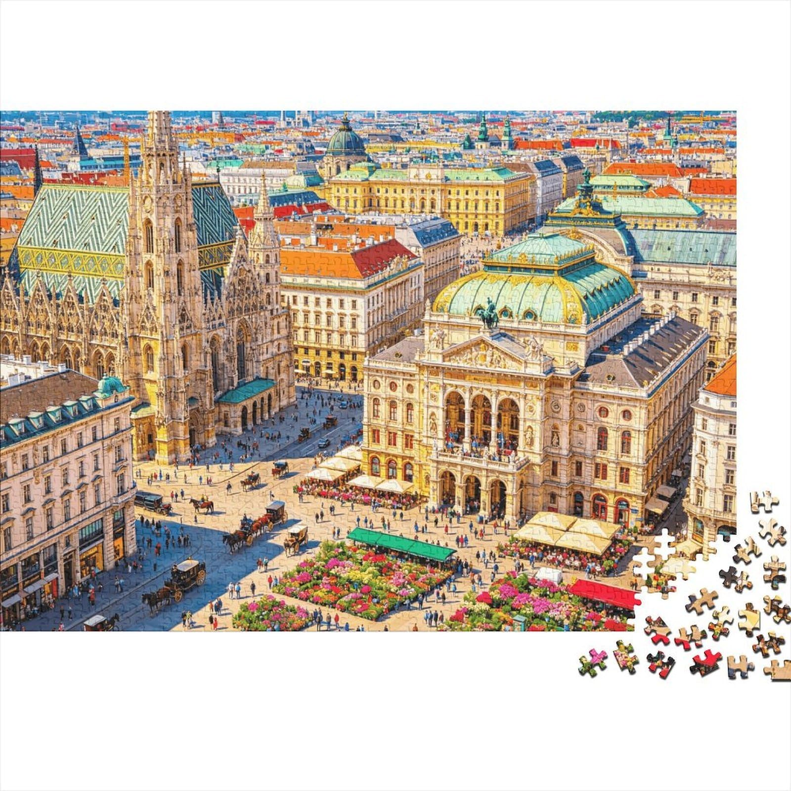 Vienna Cityscape Jigsaw Puzzle 1000 Piece Recyclable Austrian Cities Jigsaw Puzzles Puzzle Game Props Fun And Challenging Family Game Great Gift Idea 70x50cm/1000pcs