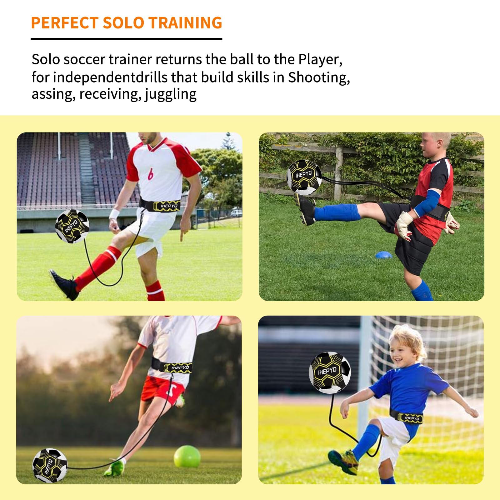 IHEPYQ Soccer Agility Training Equipment Set, 12 Rung 20Ft Agility Ladder, 12 Disc Cones, 4 Steel Stakes, Solo Soccer Trainer, Jump Rope - Speed Training Equipment for Soccer Football Basketball