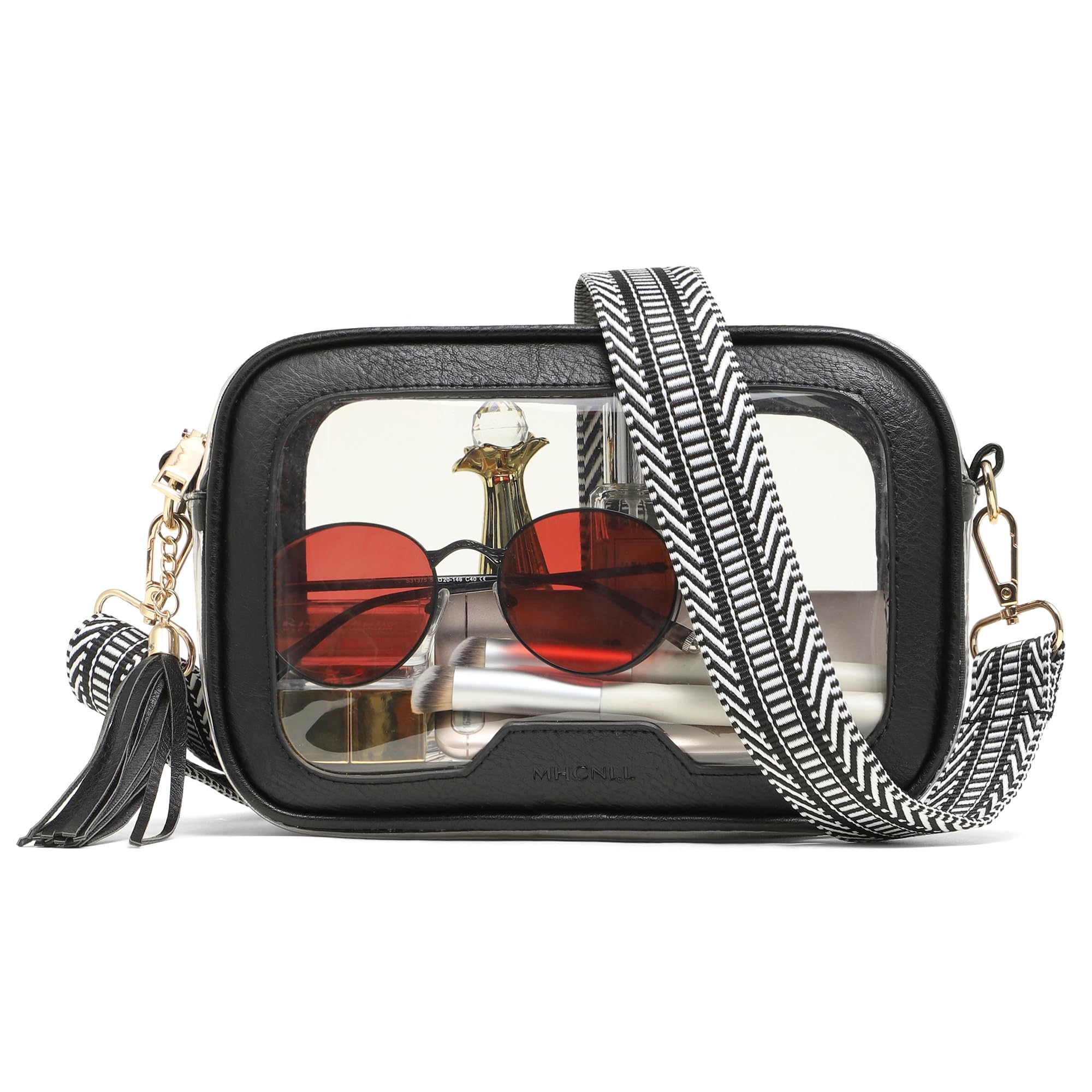 MHCNLL Clear Crossbody Bag Stadium Approved,Transparent Purse for Women with Guitar Strap, See Through Pouch for Concert