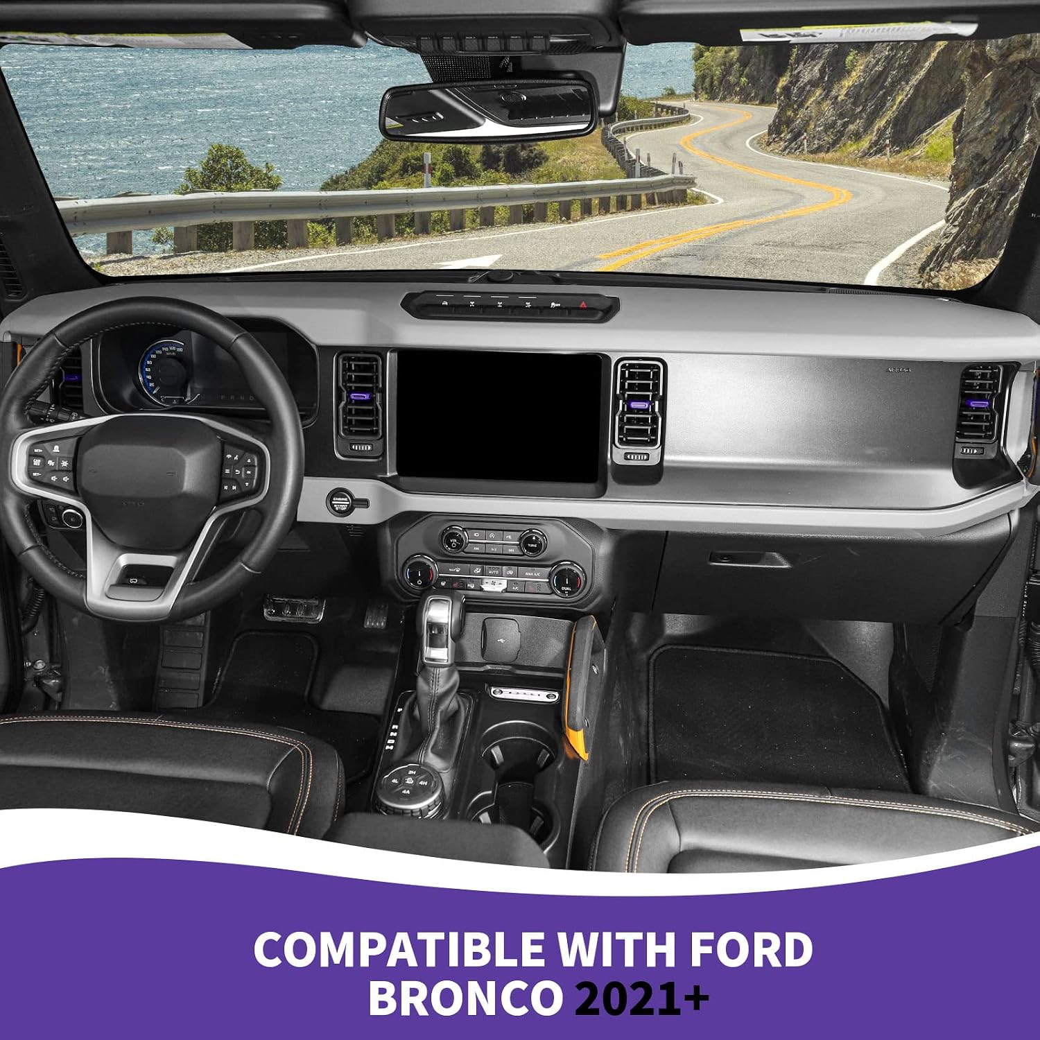 RAZPOY for Bronco Air Conditioning Outlet Adjustment Trim, 4PCS Central Control Air Outlet Vent Cover Compatible with 2021-2026 Ford Bronco Interior Accessories, Purple