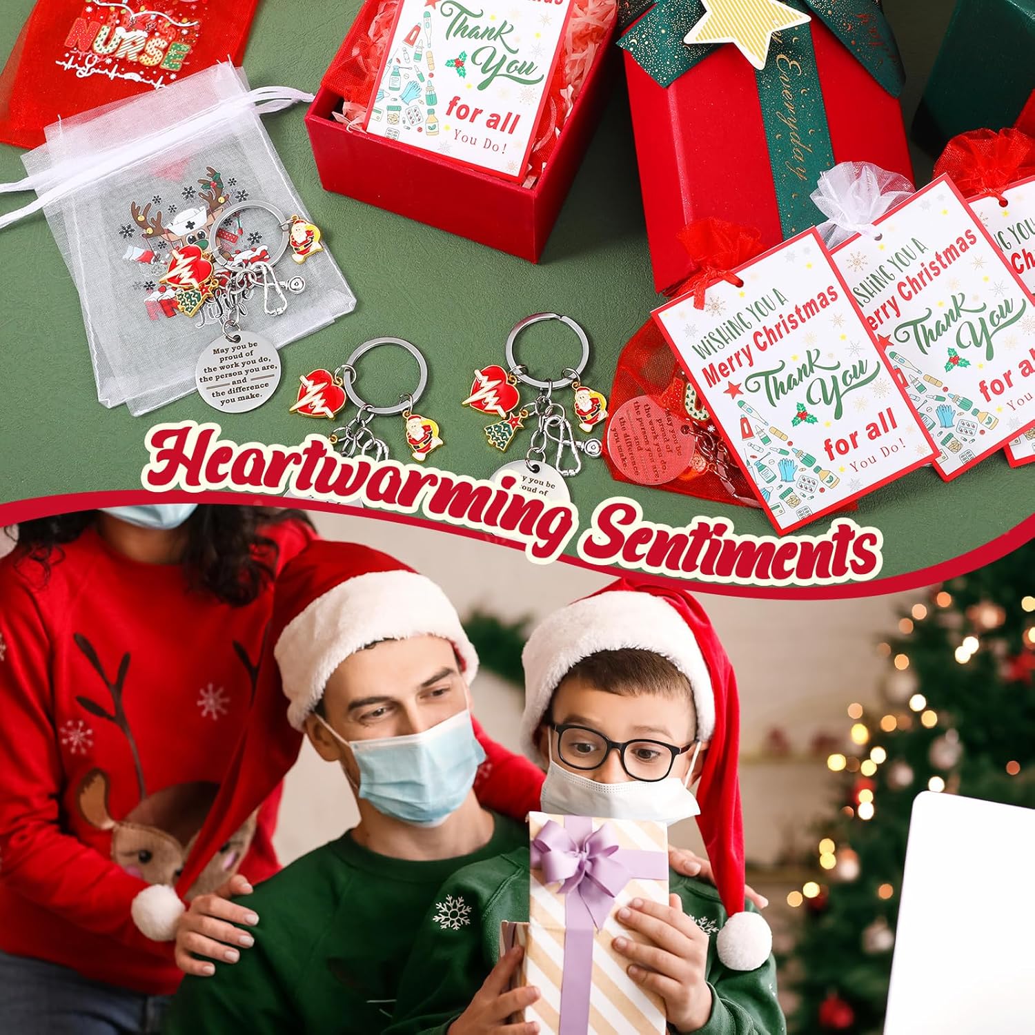 Sureio 36 Pcs Christmas Nurse Keychain Gifts Bulk for Women Nurse Appreciation Week Gifts Medical Assistant Keyrings for Women Men Doctor Graduation Party Favors - Image 3