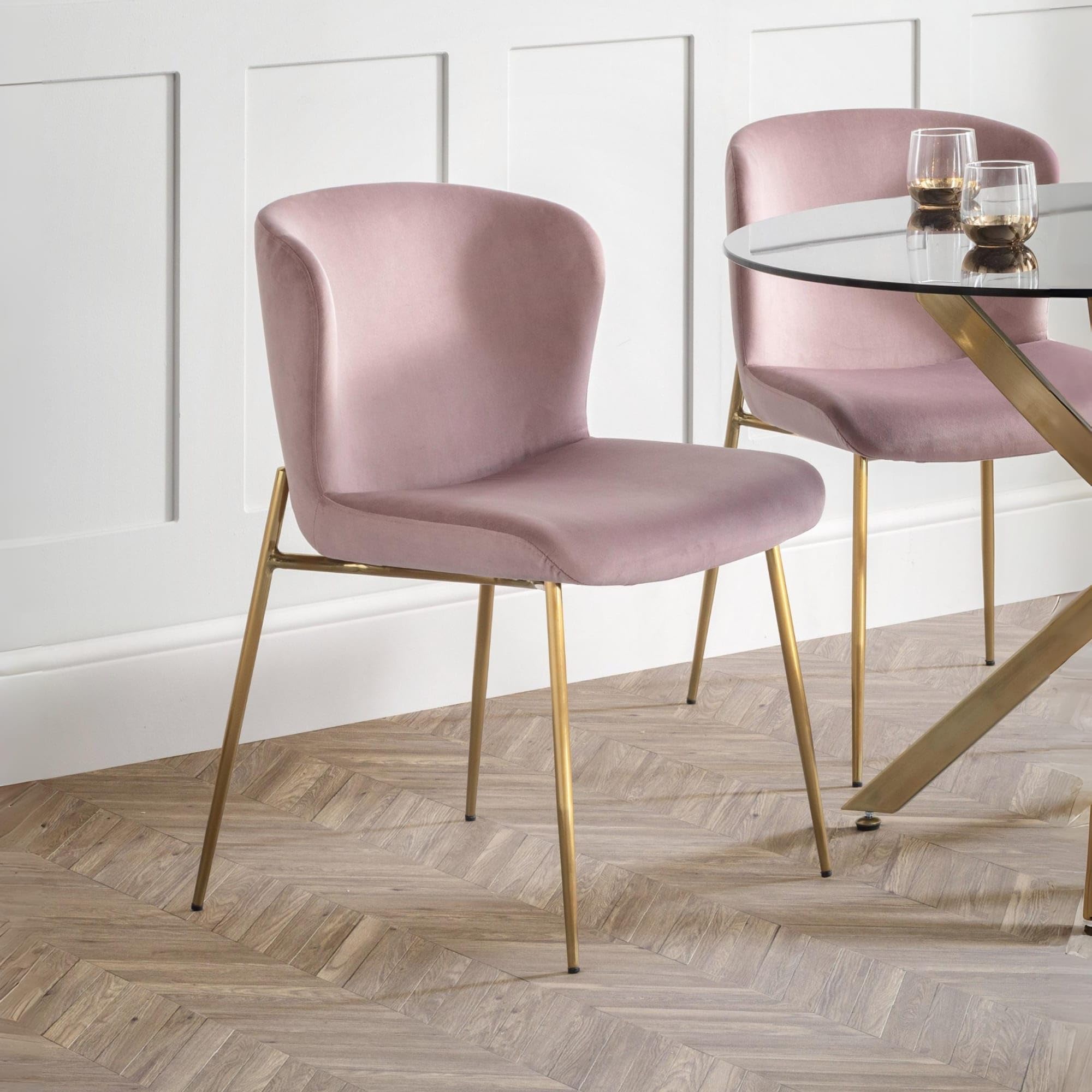 Julian Bowen Harper Dining Chairs, Set of 2, Pink - H82 x W49 x D60cm