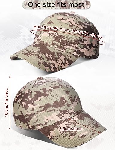 Miniatura 2 de Gorra de béisbol de camuflaje de 10 piezas, sombrero de camuflaje militar, ajustable, para pesca, camuflaje, deportes, gorra de caza para hombres y