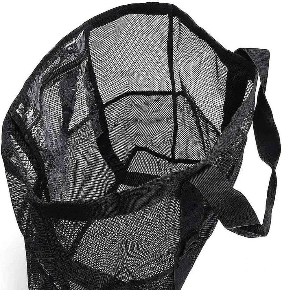 Large Mesh Beach Tote Bag with Zipper and Multi-Pockets Waterproof Sandproof Toy Storage Bag for Beach, Pool, Travel, Grocery, Picnic