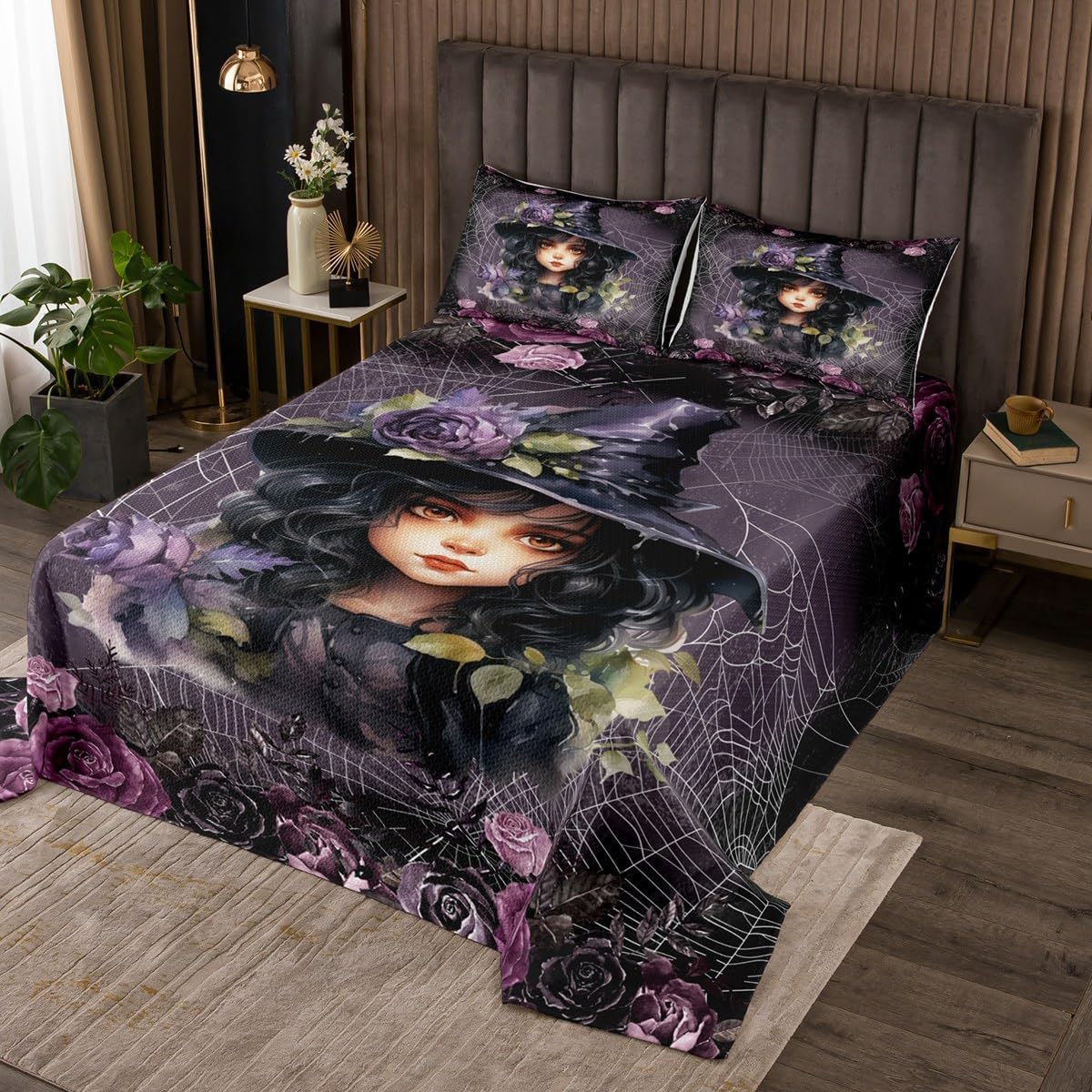 Cute Dog Lightweight Quilt Set for Kids Teens,Pumpkin Lantern Bedspread Coverlet,Halloween Bed Cover Cartoon Animals Bedding Set Decorative Quilted 2 Piece Coverlet Set with 1 Pillow Sham,Twin Size