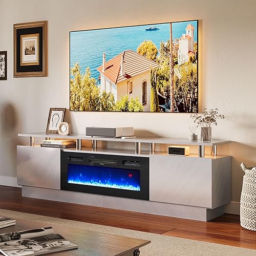 Miniatura 18 de Soporte de TV de 70 pulgadas para sala de estar, centro de entretenimiento moderno y consola multimedia, se adapta a televisores de hasta 80 Todo