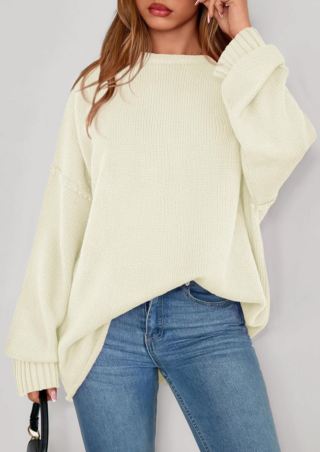 NALANISA Oversized Sweaters for Women Fall 2025 Casual Long Sleeve Crewneck Knit Cozy Lightweight Pullover Sweater Jumper Top - Image 6