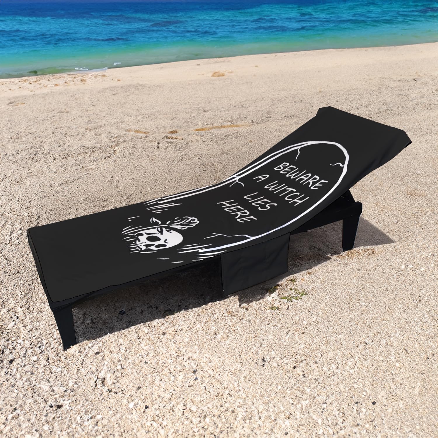 Wild Star Hearts Red A Witch Lies Here - Sunbed Lounger Towel