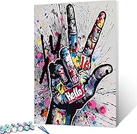 Vista 36 de Tucocoo Pintura al óleo estilo graffiti por números para adultos principiantes con marco, pintura de guitarra fresca por número sobre lienzo