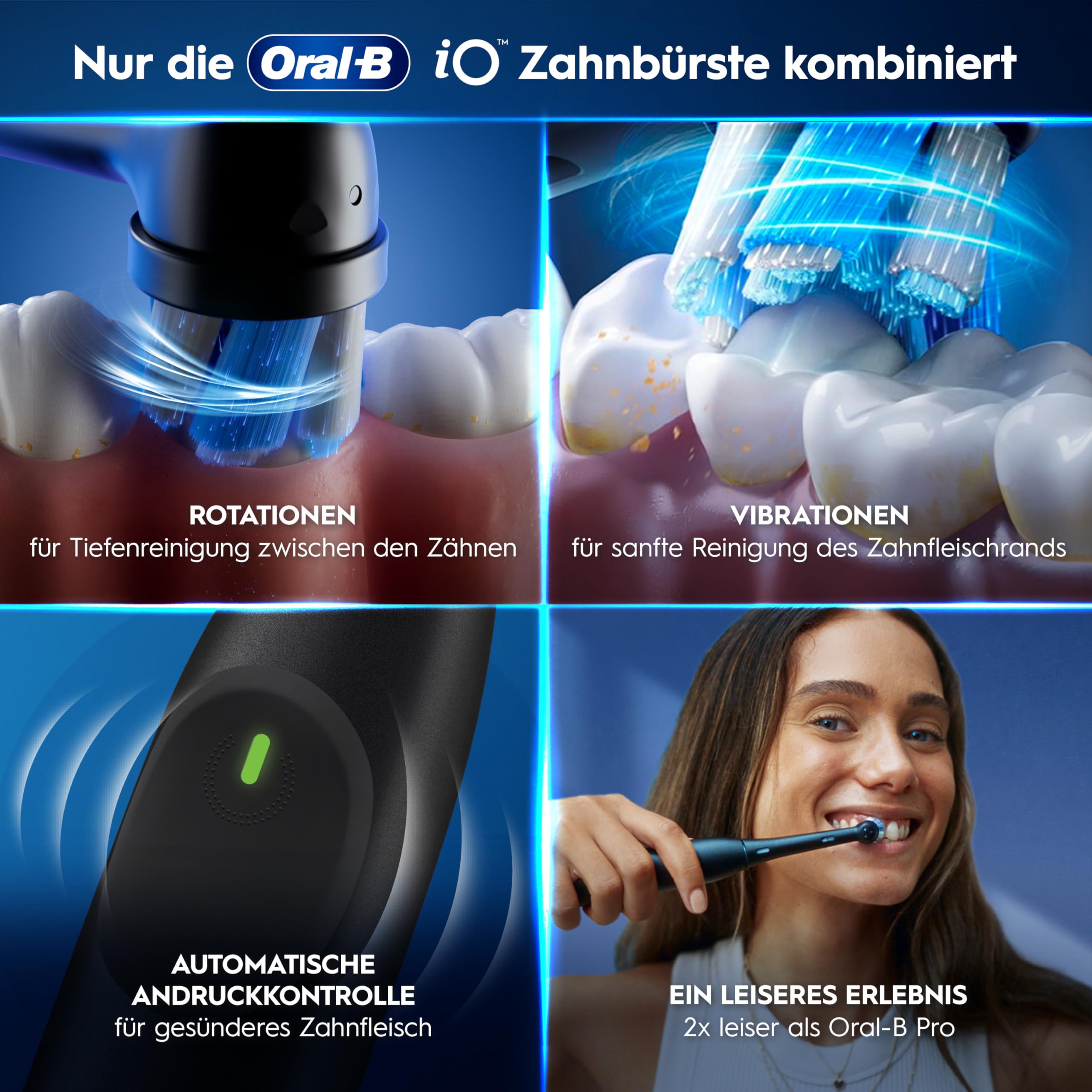 Oral-B iO Series 2 Elektrische Zahnbürste, Schwarz | Inkl. 1 Aufsteckbürste, Reise-Etui, GUT GETESTET von STIFTUNG WARENTEST, Electric Toothbrush mit 3 Putzmodi für Zahnpflege
