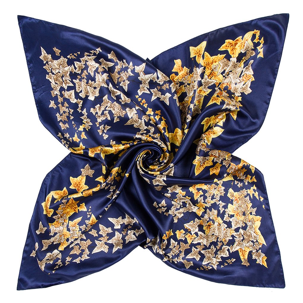 Fashion Scarves for women Silk Feeling Satin Headscarf Bandana Pashimina Hair Scarf for Women Summer Dark Blue