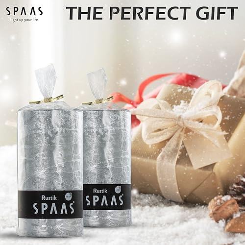 Miniatura 2 de Velas de pilar de plata rústica, velas plateadas de 2.8 x 5 pulgadas, paquete de 2 velas metálicas sin perfume para decoración del hogar y vacaciones