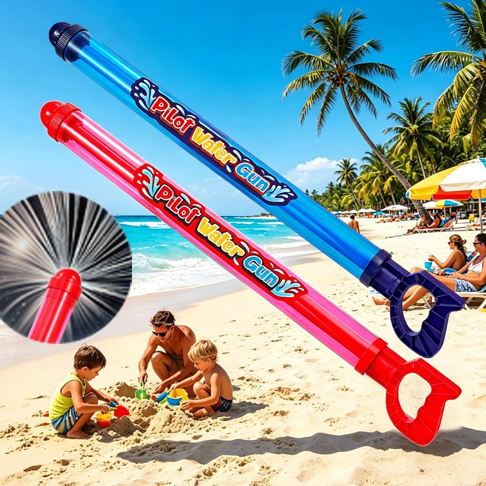 Rociador De Agua Infantil Juego De 2 Piezas De 360 Grados Interactivo para | Pistola De Agua De Verano Infantil Para Niños Y Niñas Al Aire Libre Jardín Playa Y