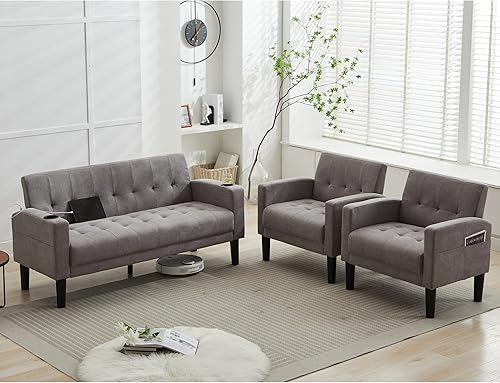 Miniatura 13 de TYBOATLE Sofá Loveseat de 62" de ancho con 2 puertos de cargador USB y 2 portavasos, pequeño asiento de amor de cuero negro con mechones estilo
