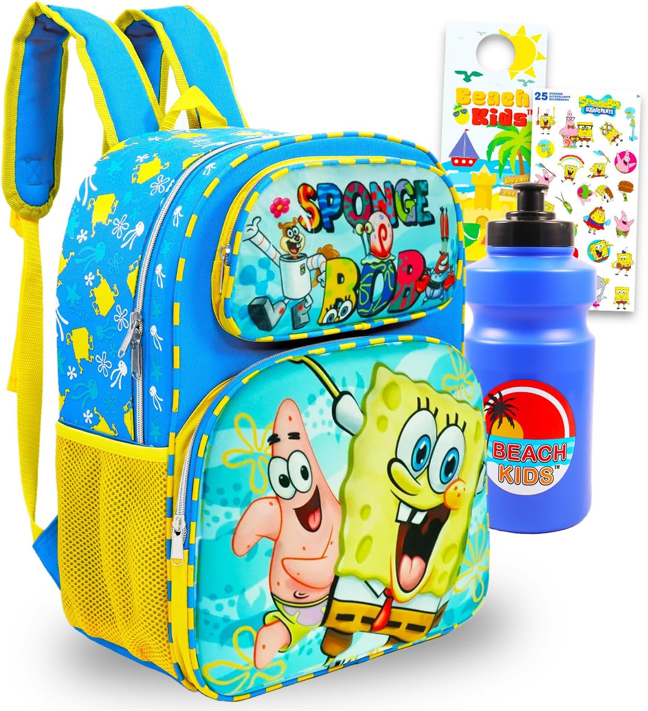 Nickelodeon SpongeBob Mini Backpack Set - Bundle with 12" Preschool Bag, Water Bottle, Stickers, More | Mini SpongeBob Backpack Purse for Kids, Boys, Girls