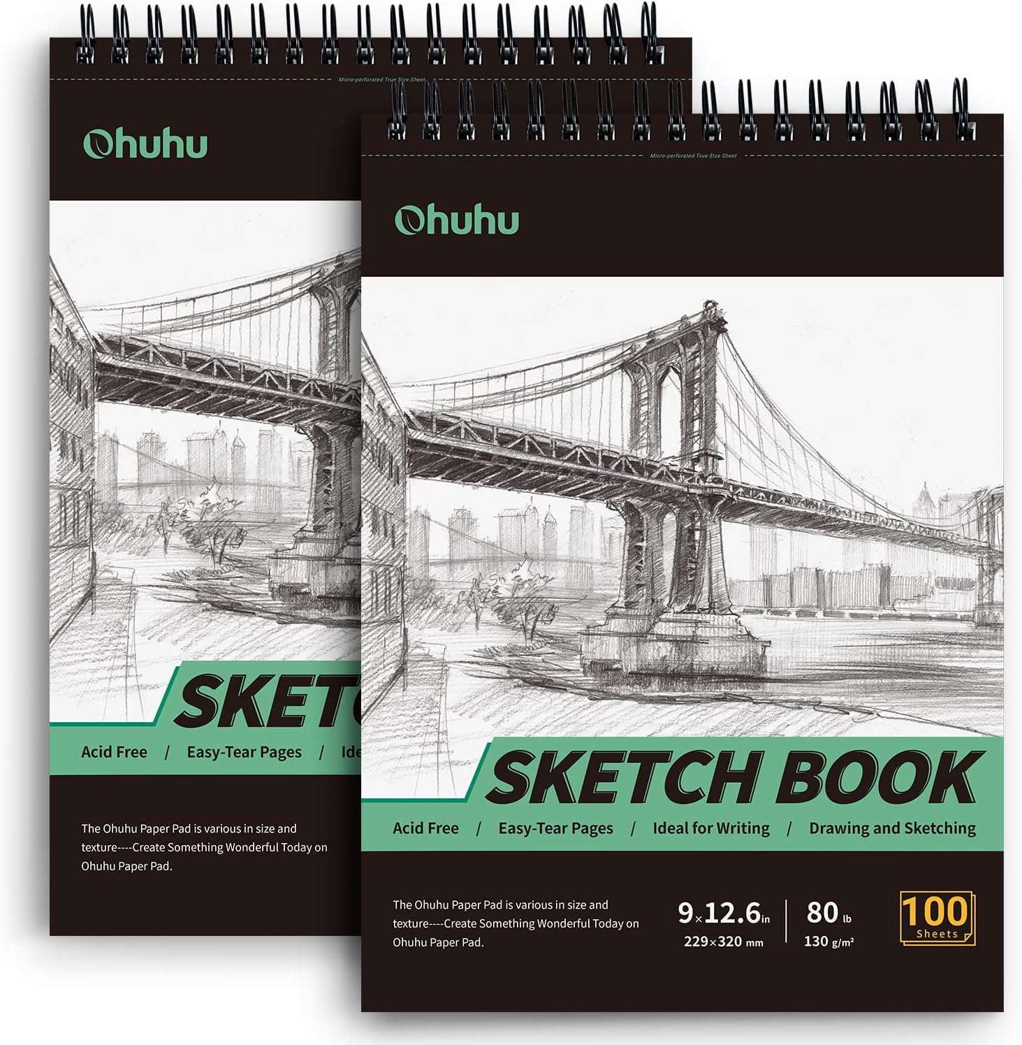 Ohuhu marker 48 Colors Double Tipped Alcohol Markers & Ohuhu Sketch Book 2 Packs