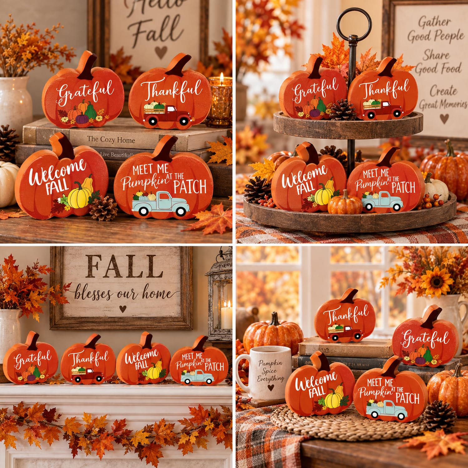 Fall Tiered Tray Decor - Pumpkin Thanksgiving Signs -5 Fall Tiered Tray Decor - Pumpkin Thanksgiving Signs -5