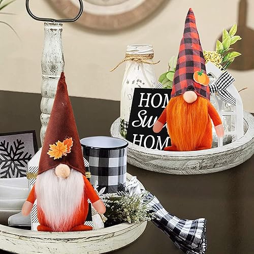 Miniatura 5 de 3 piezas de decoración de otoño, decoración de cosecha, decoraciones de Acción de Gracias, gnomos de felpa de elfo enano con calabaza y hojas de