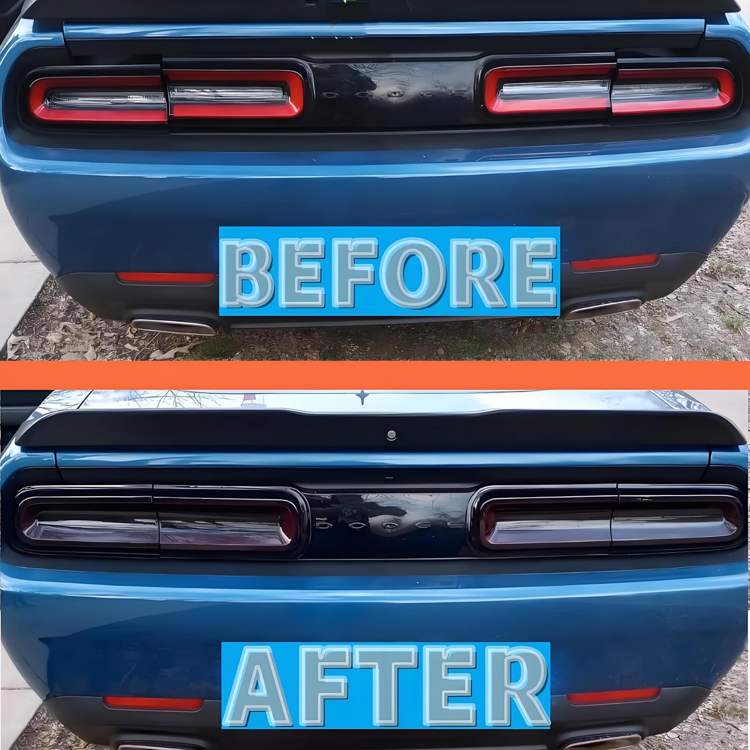 Tail Light Covers Guards Compatible with Dodge Challenger 2015-2023 GT/RT/Scat Pack/SRT 392/ Hellcat/SXT, Smoked Black Rear Light Protective Cover Guards Trim Set Exterior Accessories