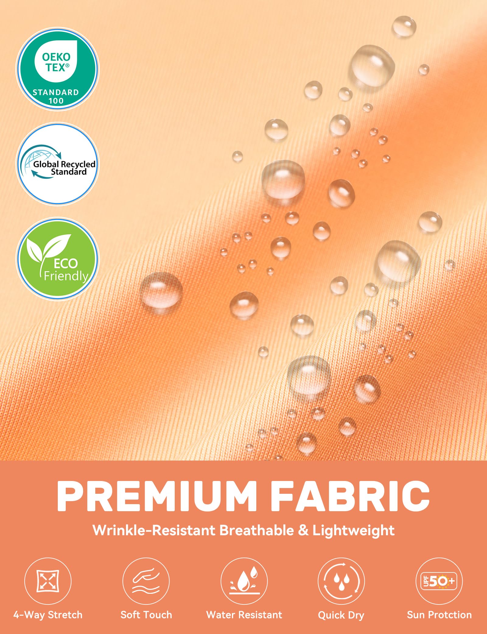 Mens UV Sun Protection Long Sleeve Shirts Rash Guard for Outdoor Fishing Hiking Swimming UPF 50+ (Color: Sauna Peach, Size: Large)