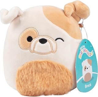 Squishmallows Original 5-Inch Brock The Bulldog - Official Jazwares Little Plush - Collectible Soft & Squishy Mini Stuffed Animal Toy - Add to Your Squad - Gift for Kids, Girls & Boys
