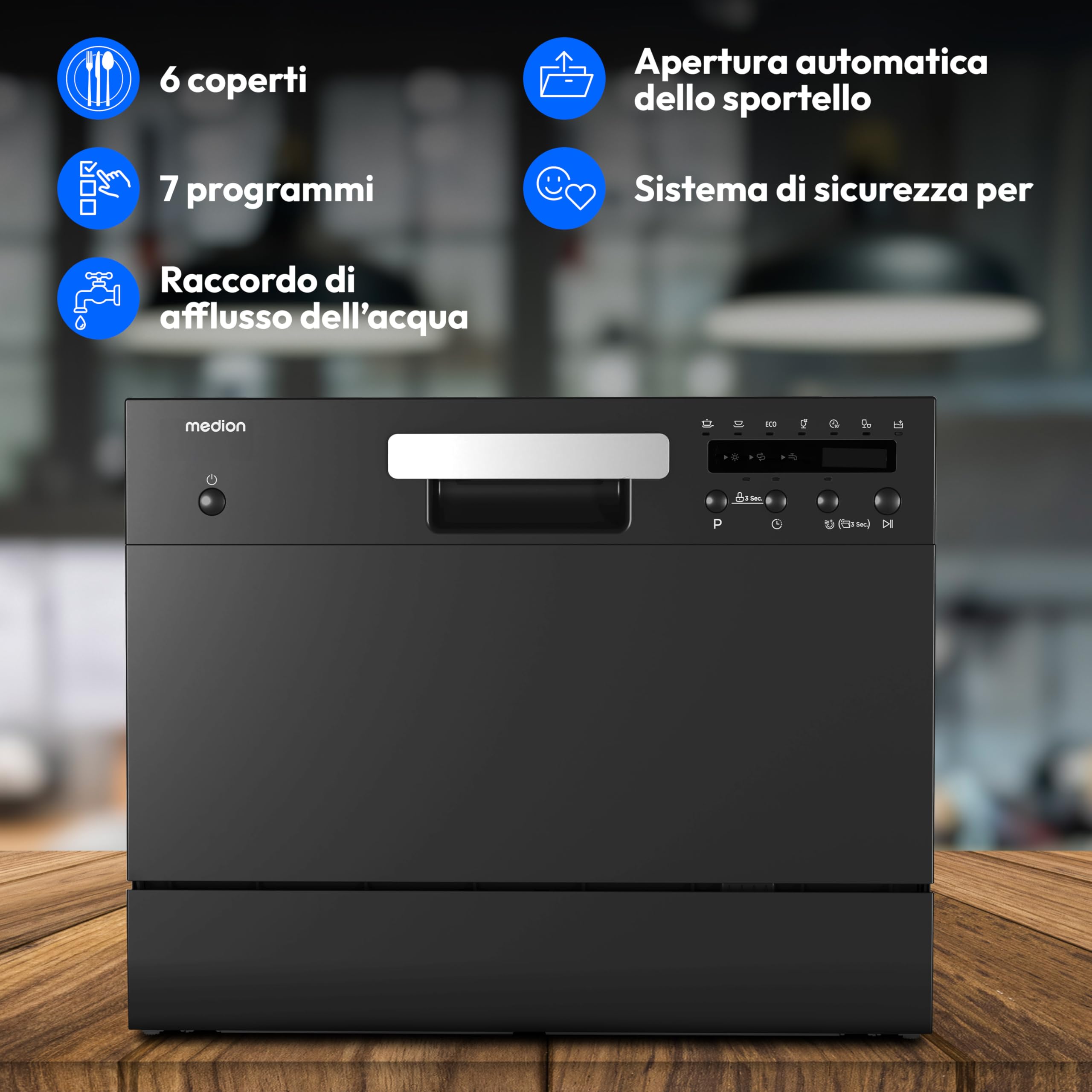Lavastoviglie Da Tavolo MEDION DWT20 | 2 Coperti | Senza Allacciamento Acqua | 6 Programmi | Baby Care - Foto 12