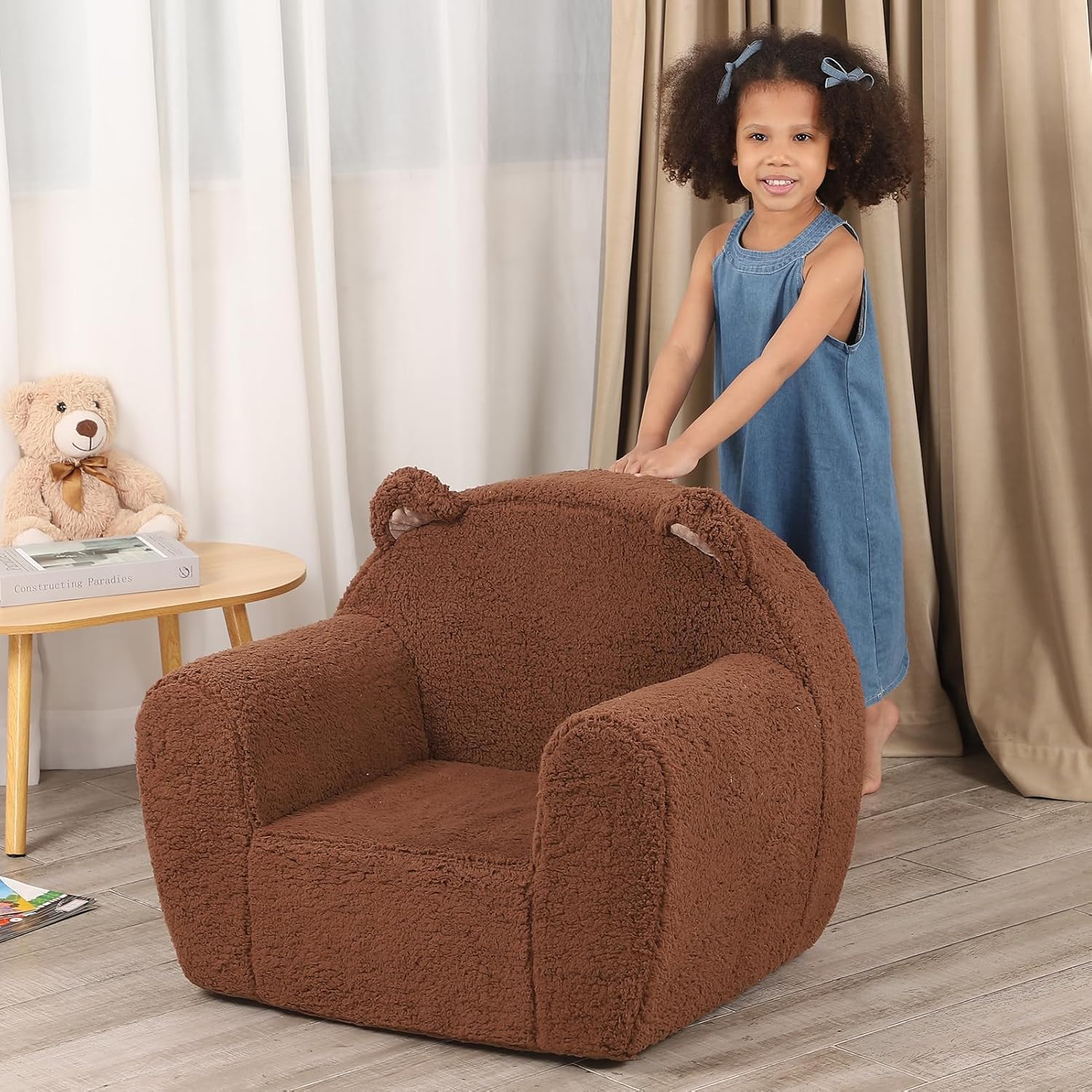 Comfy Toddler Chair, Snuggly Kids Armchair, Brown Bigger Teddy Bear - Image 6